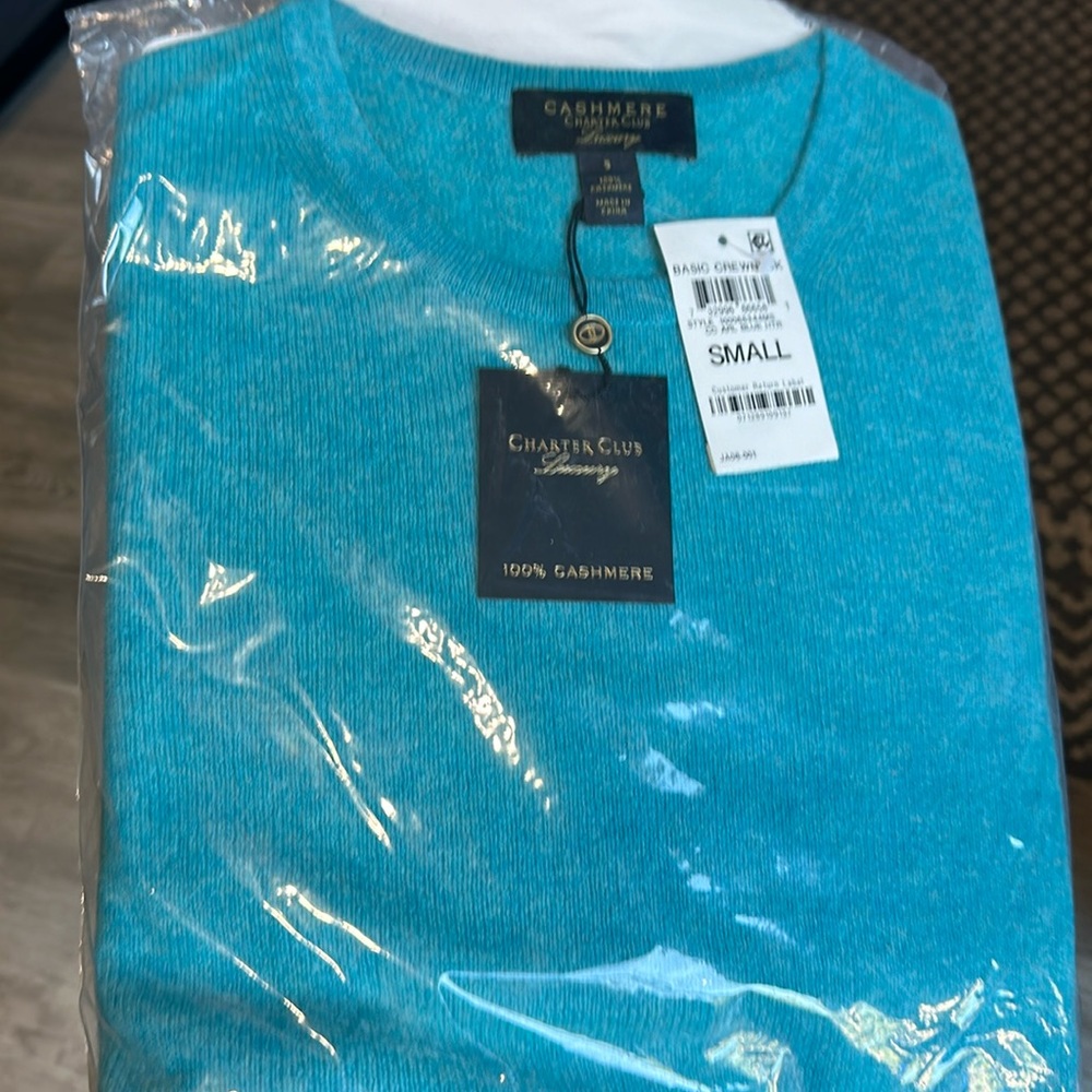 Charter club turquoise colored cashmere sweater